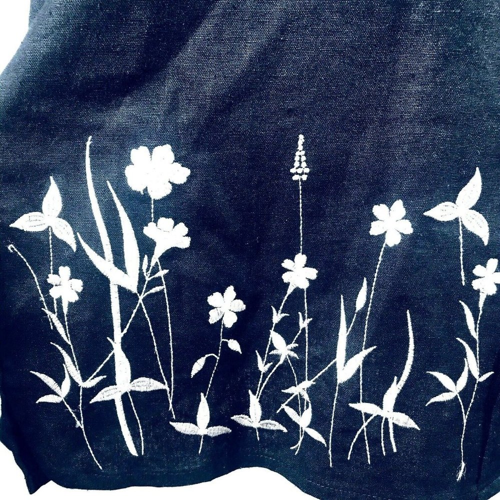 Vintage Womens Blouse Black Floral Embroidered 14 - Picture 5 of 8